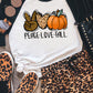Pumpkin Leopard Heart Graphic Print Raglan Sleeve Top