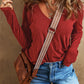 V Neck Center Seam Long Sleeve Tee