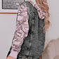 Camo Sleeve Hooded Buttoned Denim Jacket