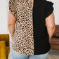 Leopard Contrast Block Flutter Sleeve Plus Size Top