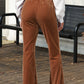 Solid Color High Waist Flare Corduroy Pants
