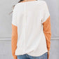 Long Sleeve Colorblock Chest Pocket Textured Knit Top