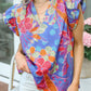 Split V Neck Flutter Floral Top