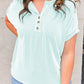 Plus Size Textured Henley T Shirt
