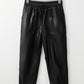 Faux Leather Ankle Smocked Waist Drawstring Joggers