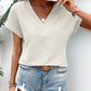 Textured Wide Sleeve V Neck T Shirt