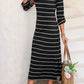 Striped Casual Slit Long Dress