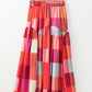 Plaid Print Ruched High Waist Casual Maxi Skirt