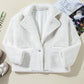 Faux Fur Button Pocketed Lapel Collar Jacket