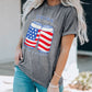 US Flag Slogan Graphic Print Short Sleeve T Shirt