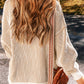 Striped Textured Knit Contrast Edge Loose Sweater