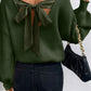 Lantern Sleeve V Neck Knot Back Sweater