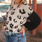 Leopard Print Colorblock Pullover Sweater