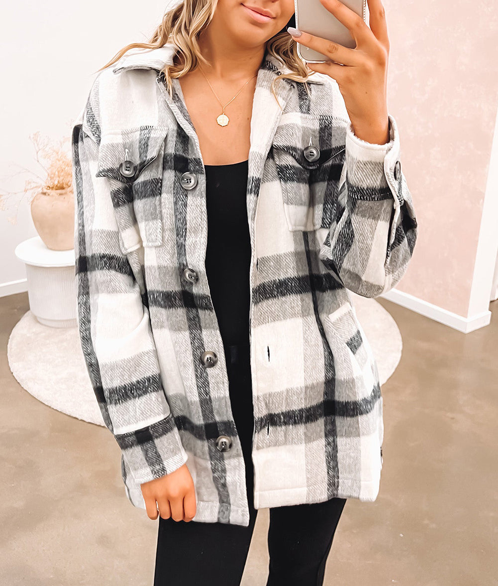 Plaid Button-Up Flap Pocket Shacket