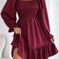 Smocked Puff Sleeve Ruffle Mini Dress