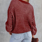 Heathered Knit Drop Shoulder Puff Sleeve Sweater