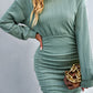 Long Sleeve Textured Knit Bodycon Dress