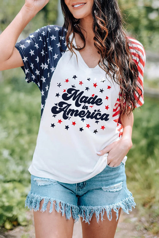 Made America Stars and Stripes Raglan Sleeve T Shirt