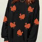 Glittering Turkey Graphic Drop Shoulder Thanksgiving Sweatshirt