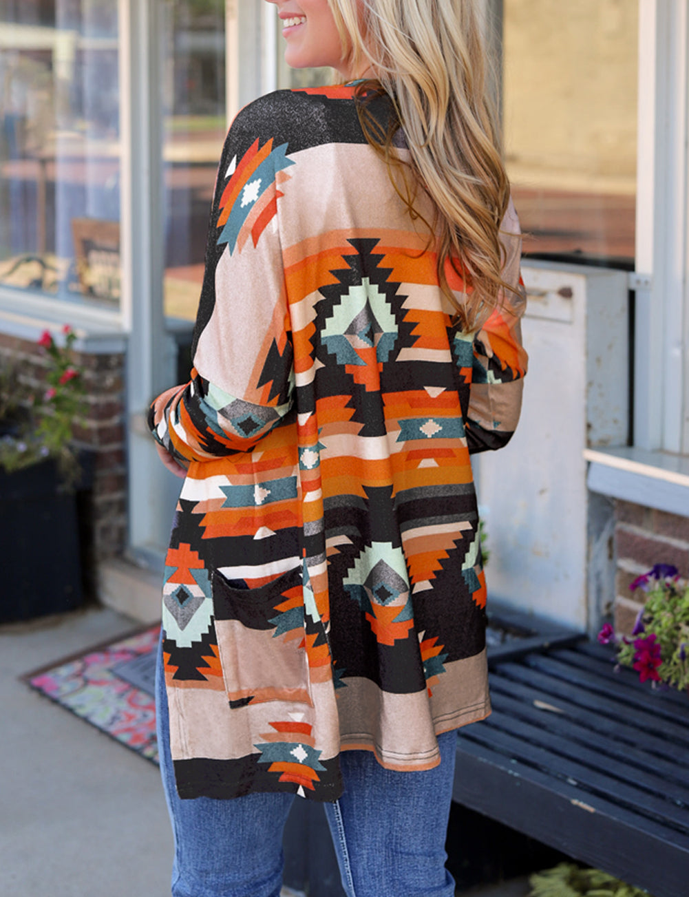 Western Tribal Aztec Print Cardigan