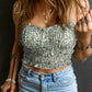 Floral Print Tie Spaghetti Straps Cropped Tank Top