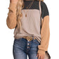 Color Block Long Sleeve Ribbed Loose Top