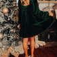 Tie Back Square Neck Velvet Babydoll Dress