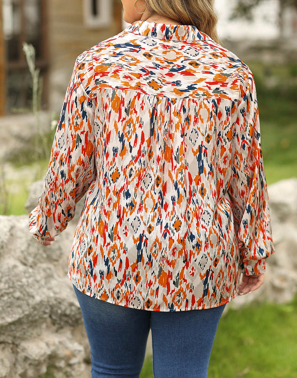 Abstract Print Western Fashion Plus Size Shirt