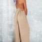 Spaghetti Straps Waist Tie Wide Leg Jumpsuit with Pockets