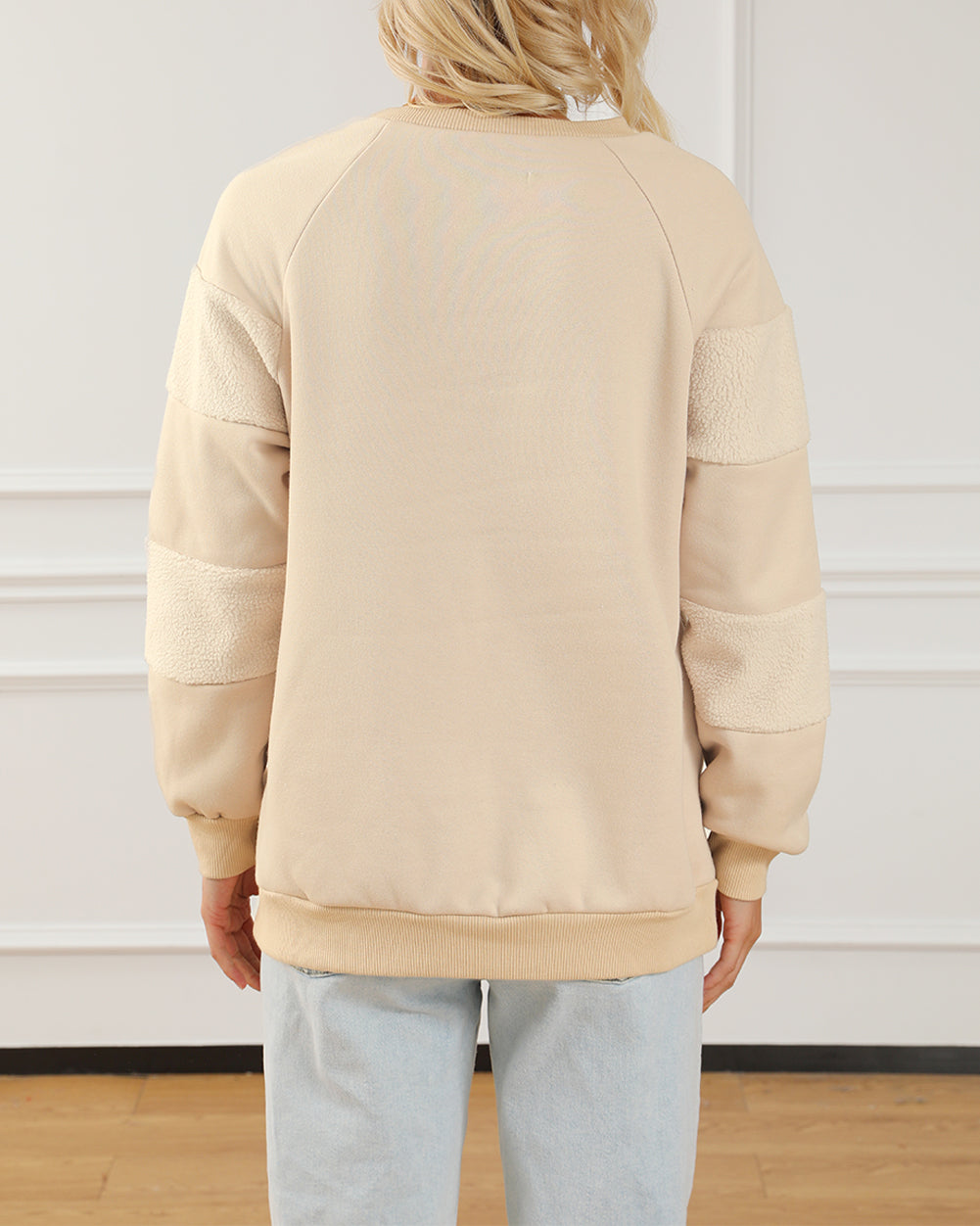 Contrast 2-tone Patchwork Raglan Sleeve Sweatshirt