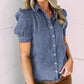 Bubble Sleeve Button up Denim Shirt