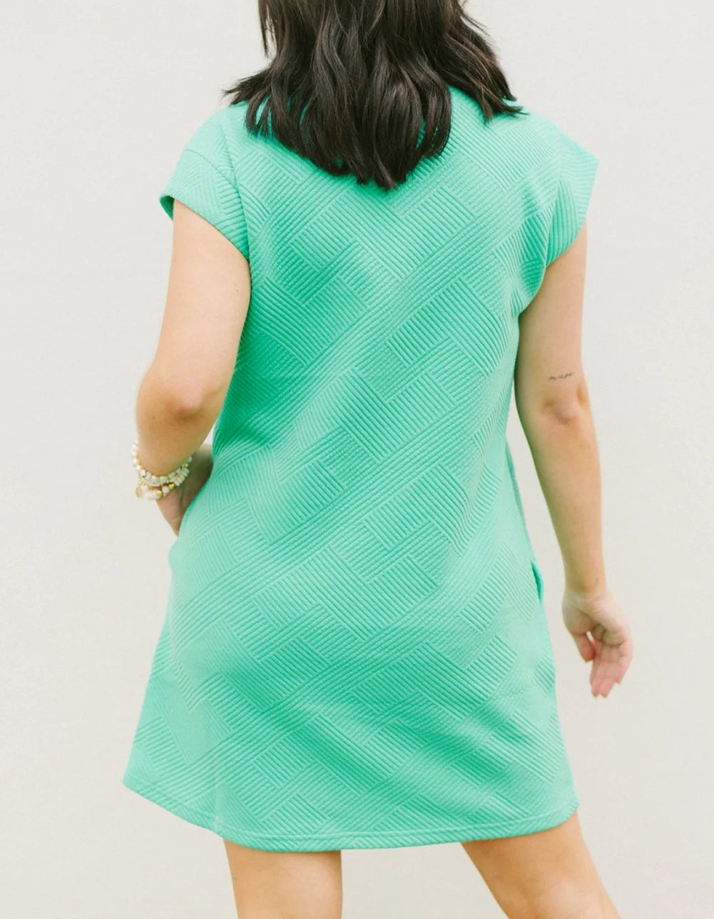 Textured Cap Sleeve T Shirt Dress