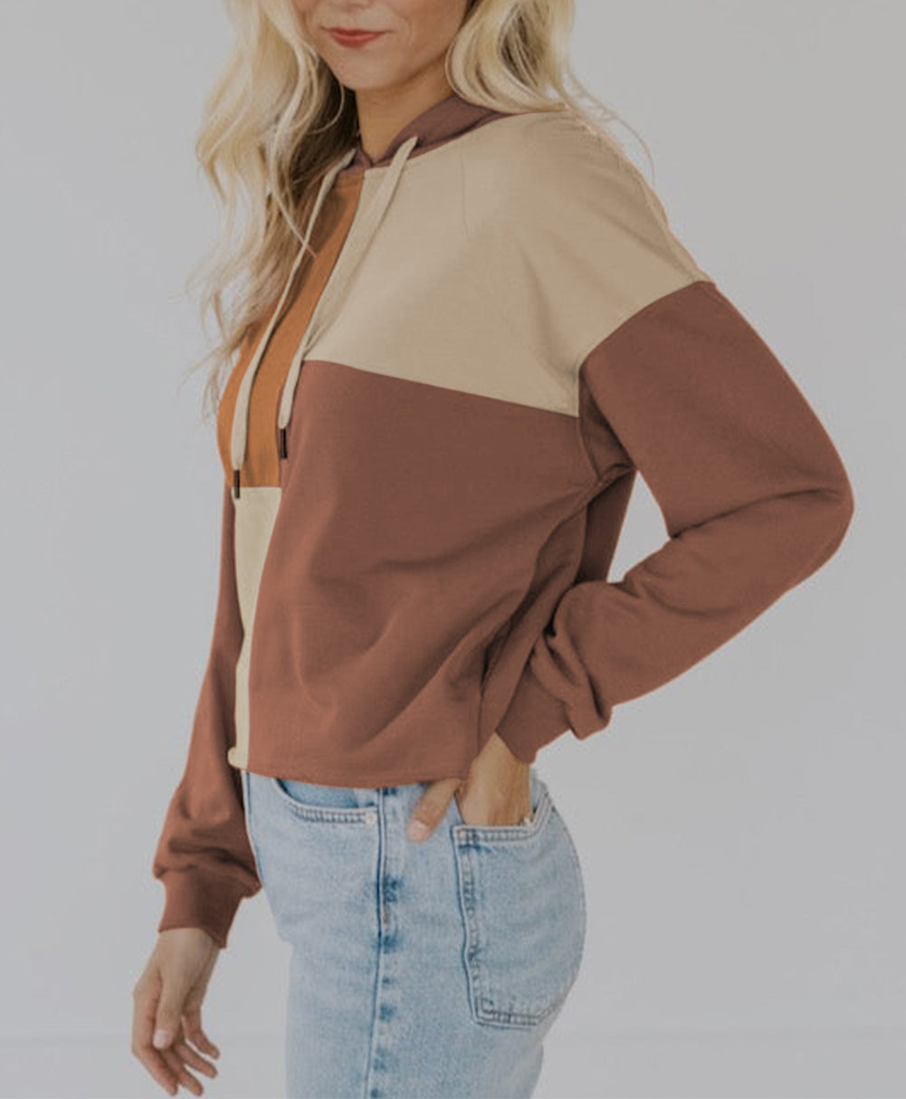 Colorblock Raglan Sleeve Pullover Hoodie