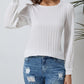 Ribbed Crewneck Puff Long Sleeve Top