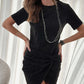 Metallic Twist Front Crew Neck Mini Dress