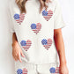 Sequin American Flag Heart Shape Waffle Knit Shorts Set