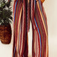 Boho Ethnic Striped Print Tie Waist Wide Leg Pants