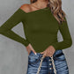 Asymmetrical Neckline Long Sleeve Knit Top