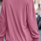 Ribbed Hem Snap Button Neckline Sweatshirt with Pocket