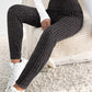 Wide Waistband Ribbed Textured Knit Leggings
