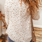 Printed Boho Floral Lace Eyelet Mock Neck Blouse