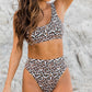 Leopard Print U-neck High Waist Bikini Swimwear