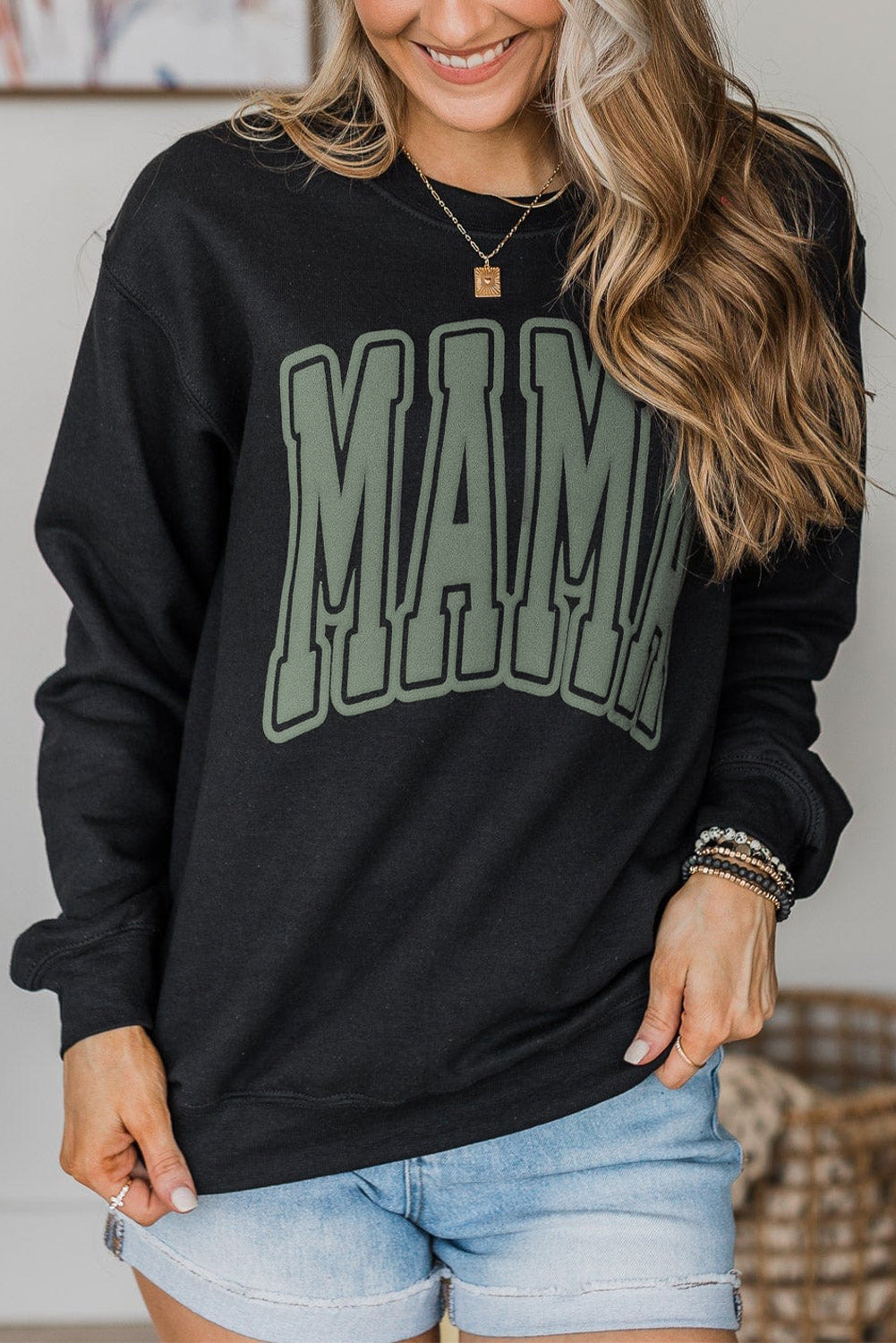 Mama Varsity Crew Neck Sweatshirt