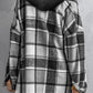 Hooded Plaid Button Front Shacket