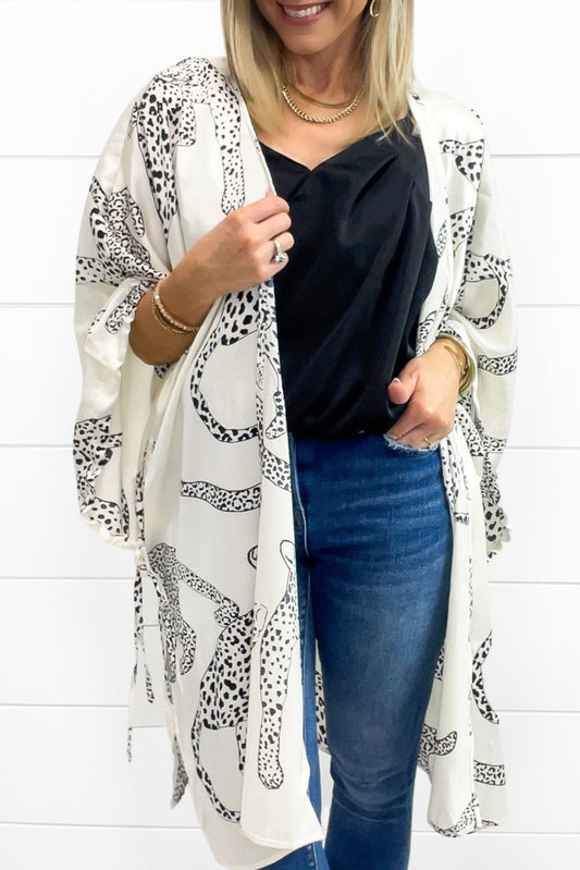 Cheetah Print Loose Fit Open Front Kimono