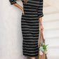 Striped Casual Slit Long Dress