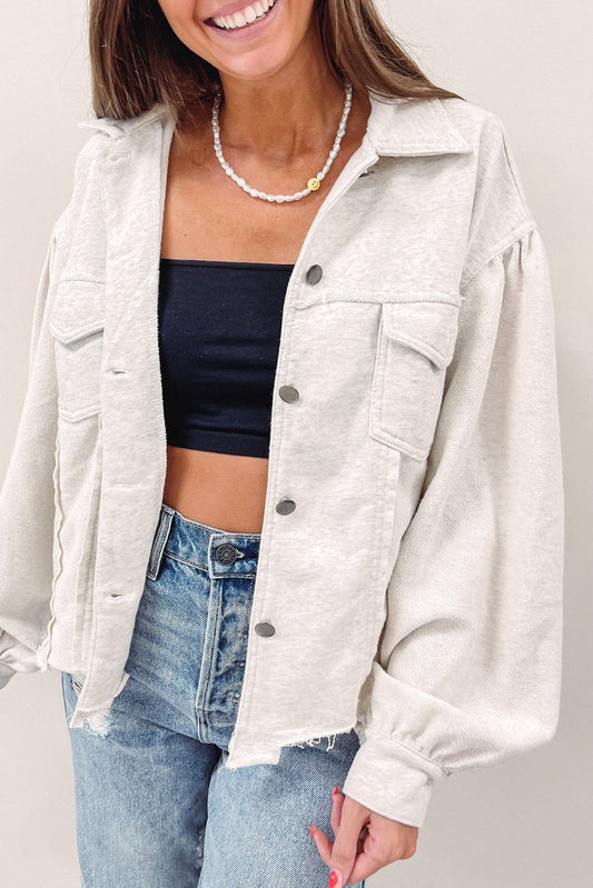 Exposed Seam Flap Pocket Buttoned Jacket