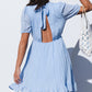 Checkered Pattern Puff Sleeve Babydoll Dress