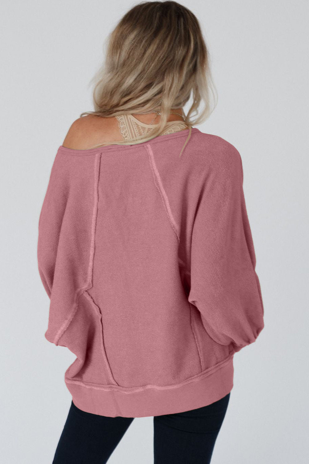 Exposed Seam Patchwork Dolman Sleeve Top