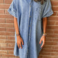Loose Medium Wash Short Sleeve Shirt Chambray Dress